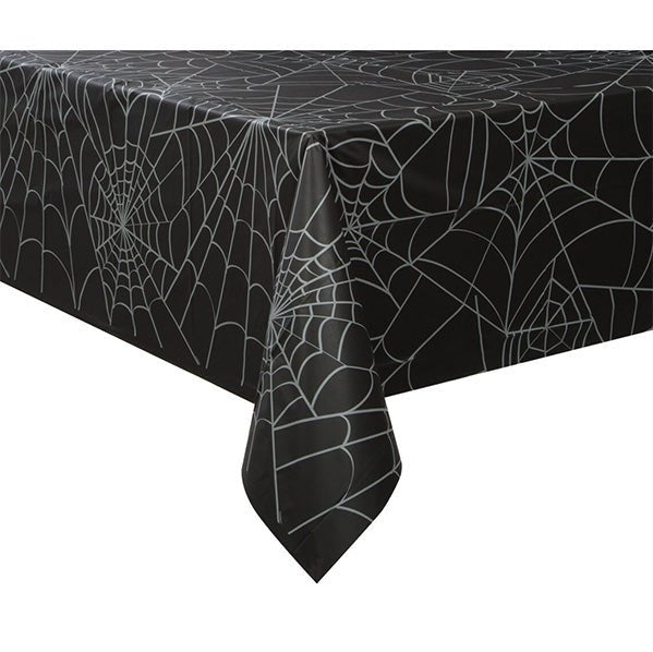 Black & White Spiderweb Printed Tablecover 137cm x 213cm - The Party Marketplace