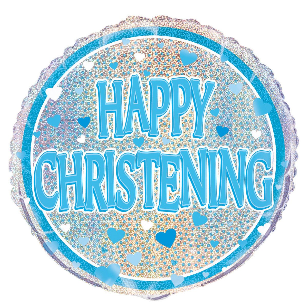 Blue Christening Foil Prismatic Balloon 45cm - The Party Marketplace