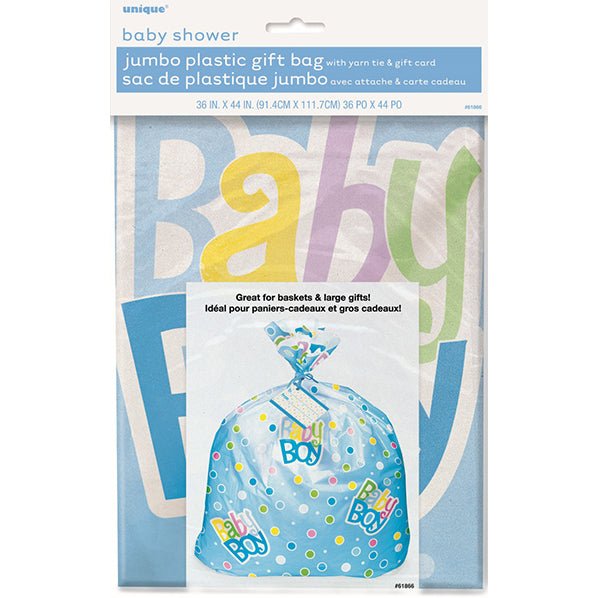 Blue Dots Baby Shower Jumbo Cello Gift Bag - The Party Marketplace