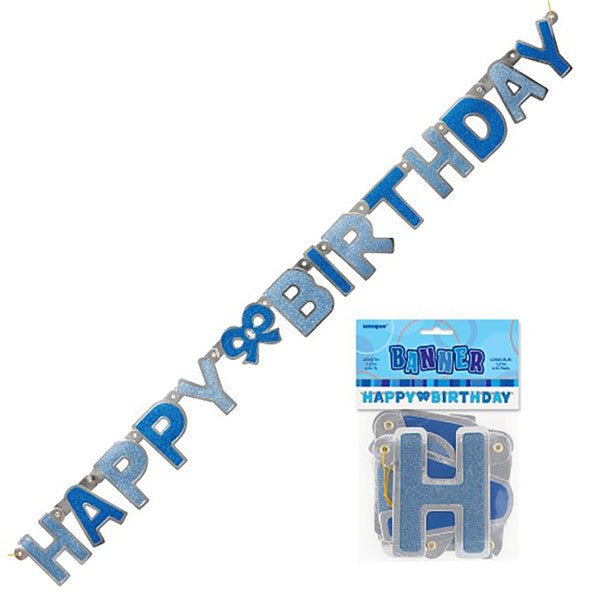 Blue Glitz "Happy Birthday" Jointed Banner - 1.3m - The Party Marketplace