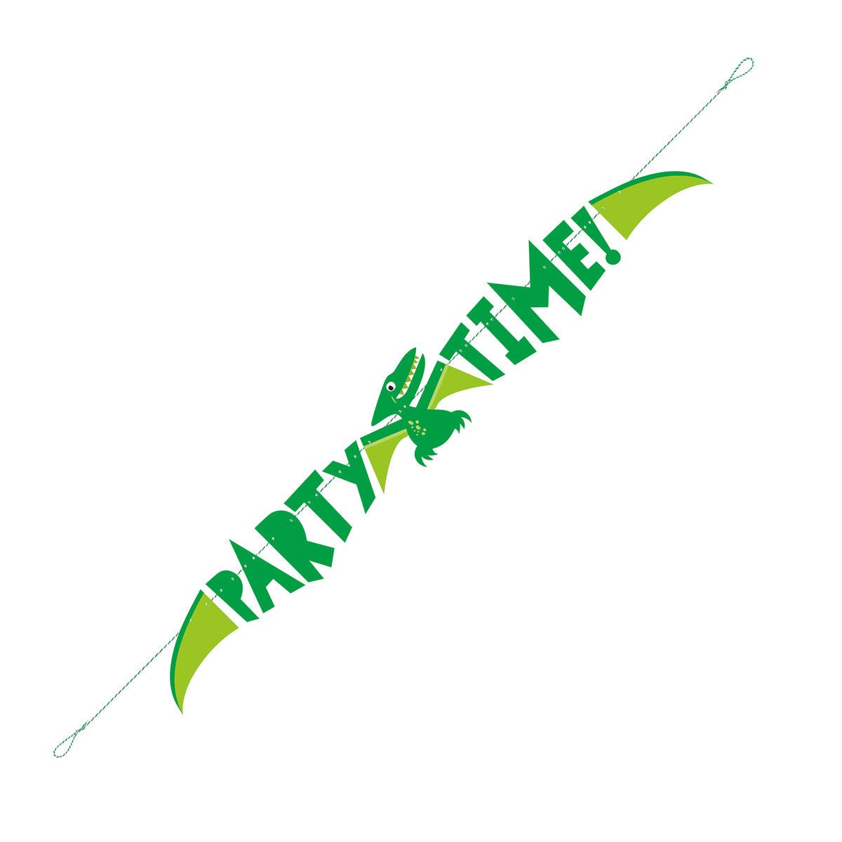 Blue & Green Dinosaur "Party Time" Banner - 1.5m - The Party Marketplace