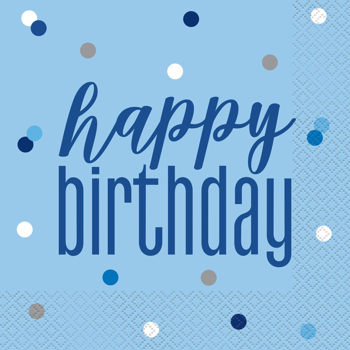 Blue "Happy Birthday" Luncheon Napkins (Pack of 16) - The Party Marketplace