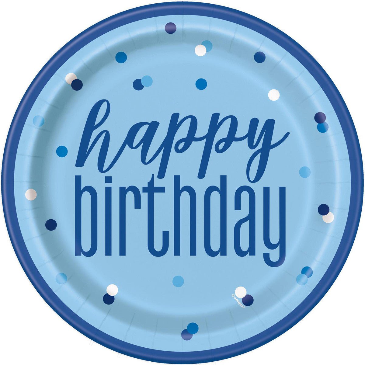 Blue "Happy Birthday" Paper Plates 23cm (Pack of 8) - The Party Marketplace