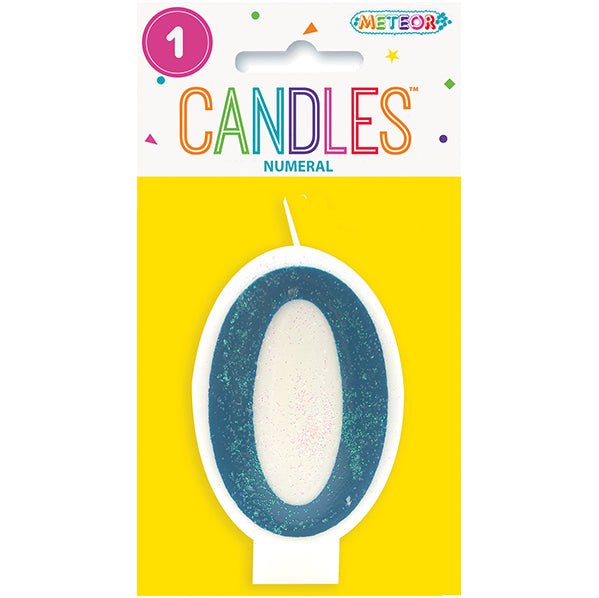 Blue Numeral Candle - 0 - The Party Marketplace
