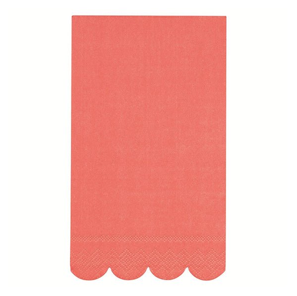 Boho Coral Scalloped Edge Guest Napkins (Pack of 16) - The Party Marketplace