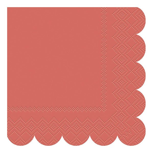 Boho Coral Scalloped Edge Luncheon Napkins (Pack of 16) - The Party Marketplace