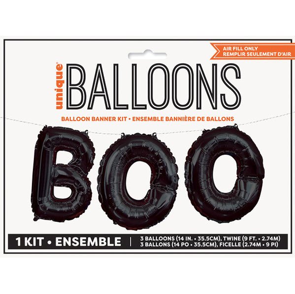 "Boo" Black Foil Balloon Banner Kit - The Party Marketplace