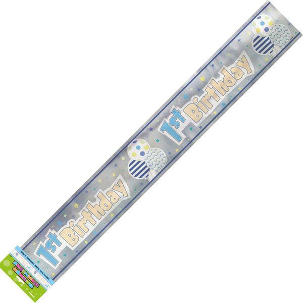 Boy "1st Birthday" Foil Banner - 3.65m - The Party Marketplace