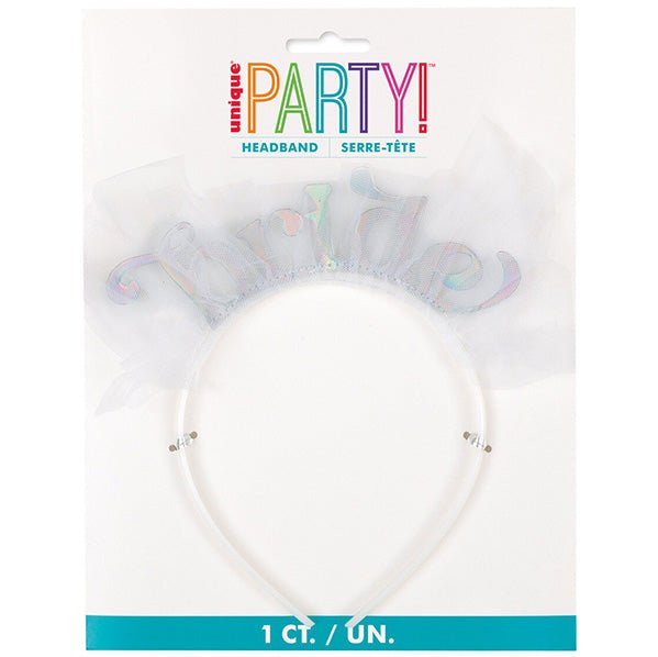 Bride To Be - Iridescent Foil Headband With Tulle - The Party Marketplace