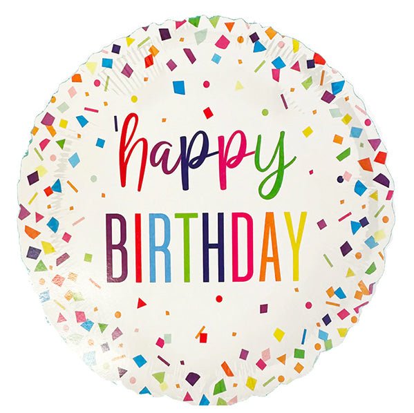 Bright Confetti "Happy Birthday" Foil Balloon 45cm - The Party Marketplace