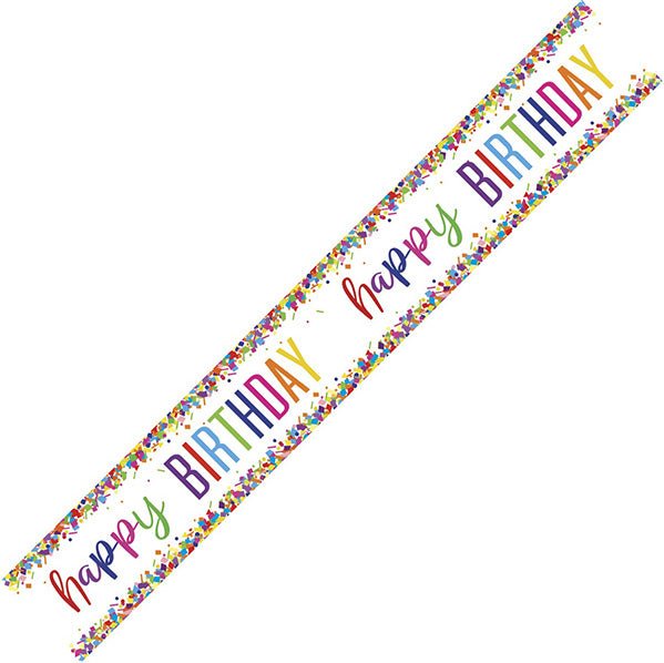 Bright Confetti "Happy Birthday" Foil Banner - 2.74m - The Party Marketplace