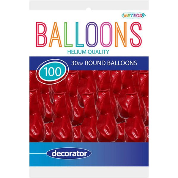 Bright Red Decorator Balloons 30cm (Pack of 100) - The Party Marketplace