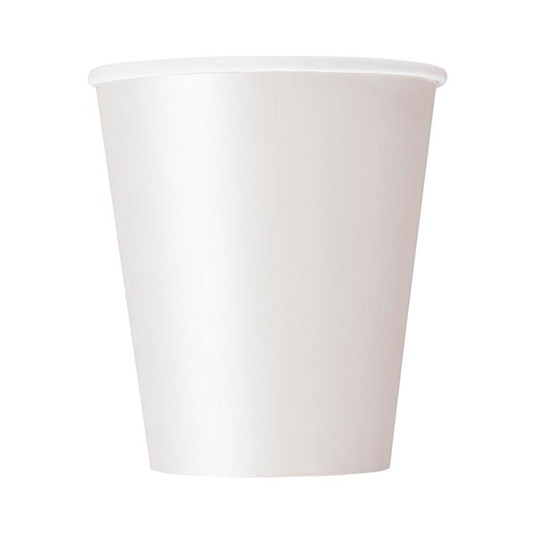 Bright White Paper Cups 270ml (Pack of 8) - The Party Marketplace