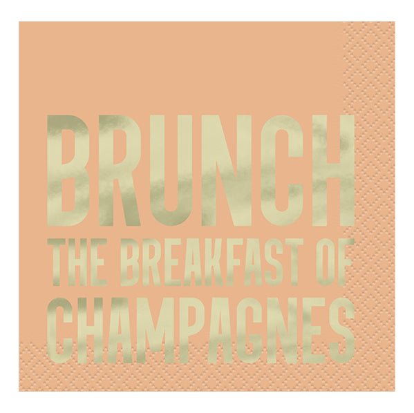 "Brunch, The Breakfast Of Champagnes" Foil Stamped Beverage Napkins (Pack of 16) - The Party Marketplace