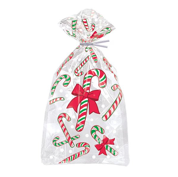 Candy Cane Cello Bags (Pack of 20) - The Party Marketplace