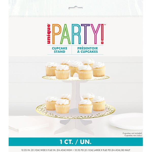 Cardboard Cupcake Stand - Gold Foil Stamped Confetti Celebrate (31.1cm) - The Party Marketplace