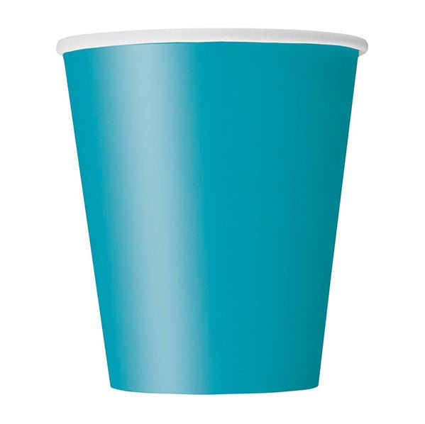 Caribbean Teal Paper Cups 270ml (Pack of 8) - The Party Marketplace