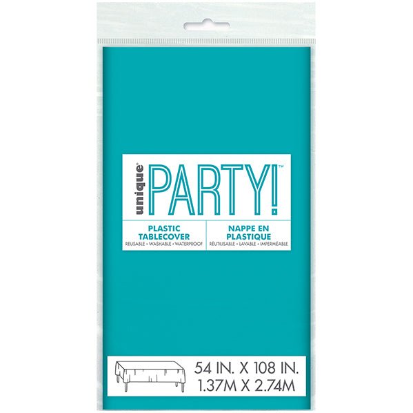 Caribbean Teal Rectangular Plastic Tablecover 137cm x 274cm - The Party Marketplace