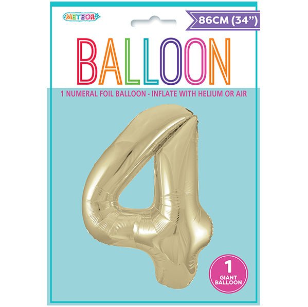 Champagne Gold "4" Numeral Foil Balloon (86cm) - The Party Marketplace
