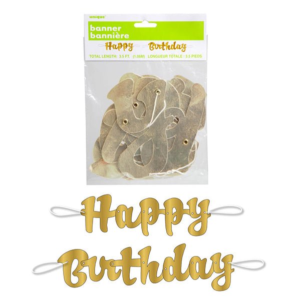 Champagne Gold Foil Script "Happy Birthday" Jointed Banner - 1.06m - The Party Marketplace