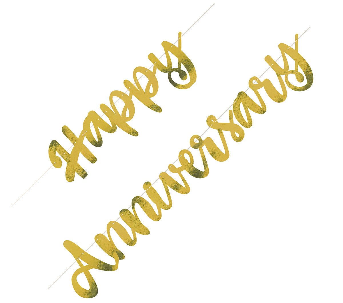 Champagne Gold "Happy Anniversary" Jointed Banner - 1.82m - The Party Marketplace