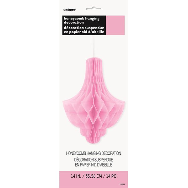 Chandelier Honeycomb Decoration - Lovely Pink 35cm - The Party Marketplace
