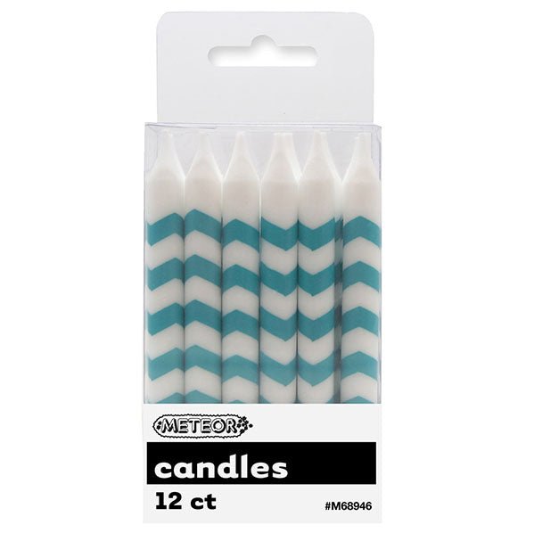 Chevron Candles - Caribbean Teal (Pack of 12) - The Party Marketplace