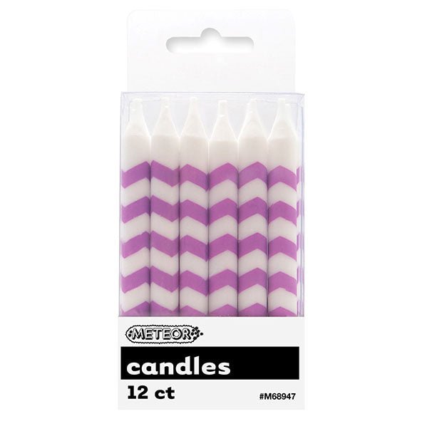 Chevron Candles - Pretty Purple (Pack of 12) - The Party Marketplace