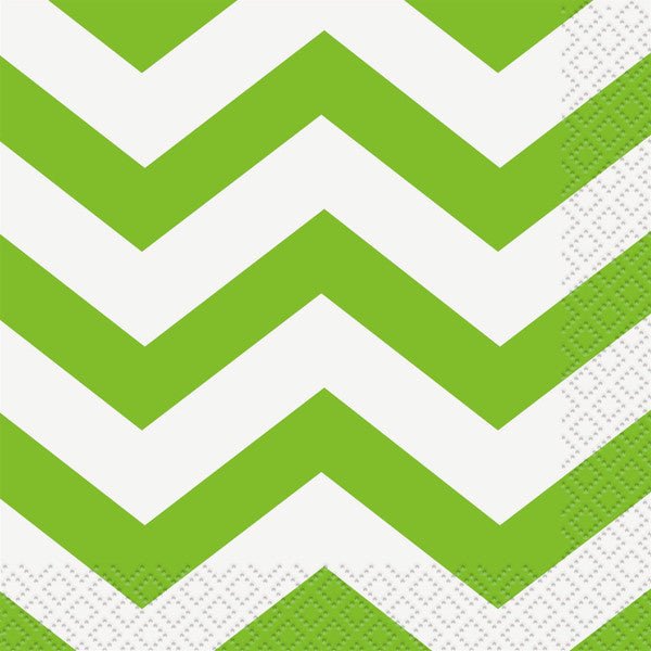 Chevron Lime Green Beverage Napkins (Pack of 16) - The Party Marketplace