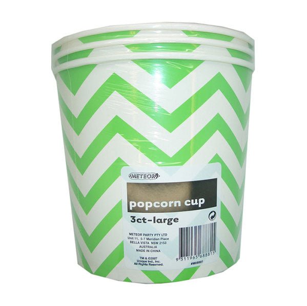 Chevron Lime Green Paper Popcorn Cups - Large (Pack of 3) - The Party Marketplace