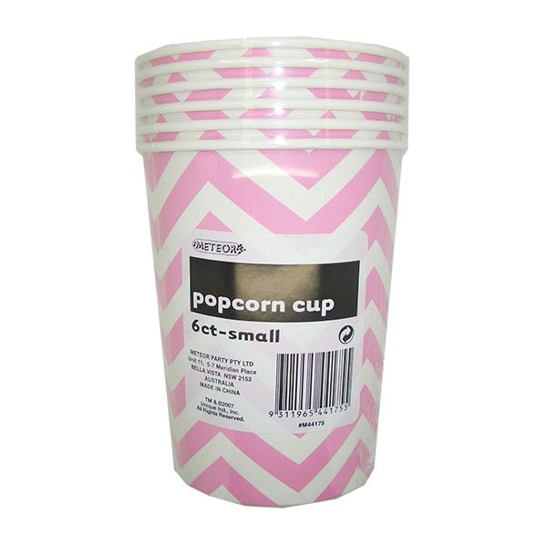 Chevron Lovely Pink Paper Popcorn Cups - Small (Pack of 6) - The Party Marketplace