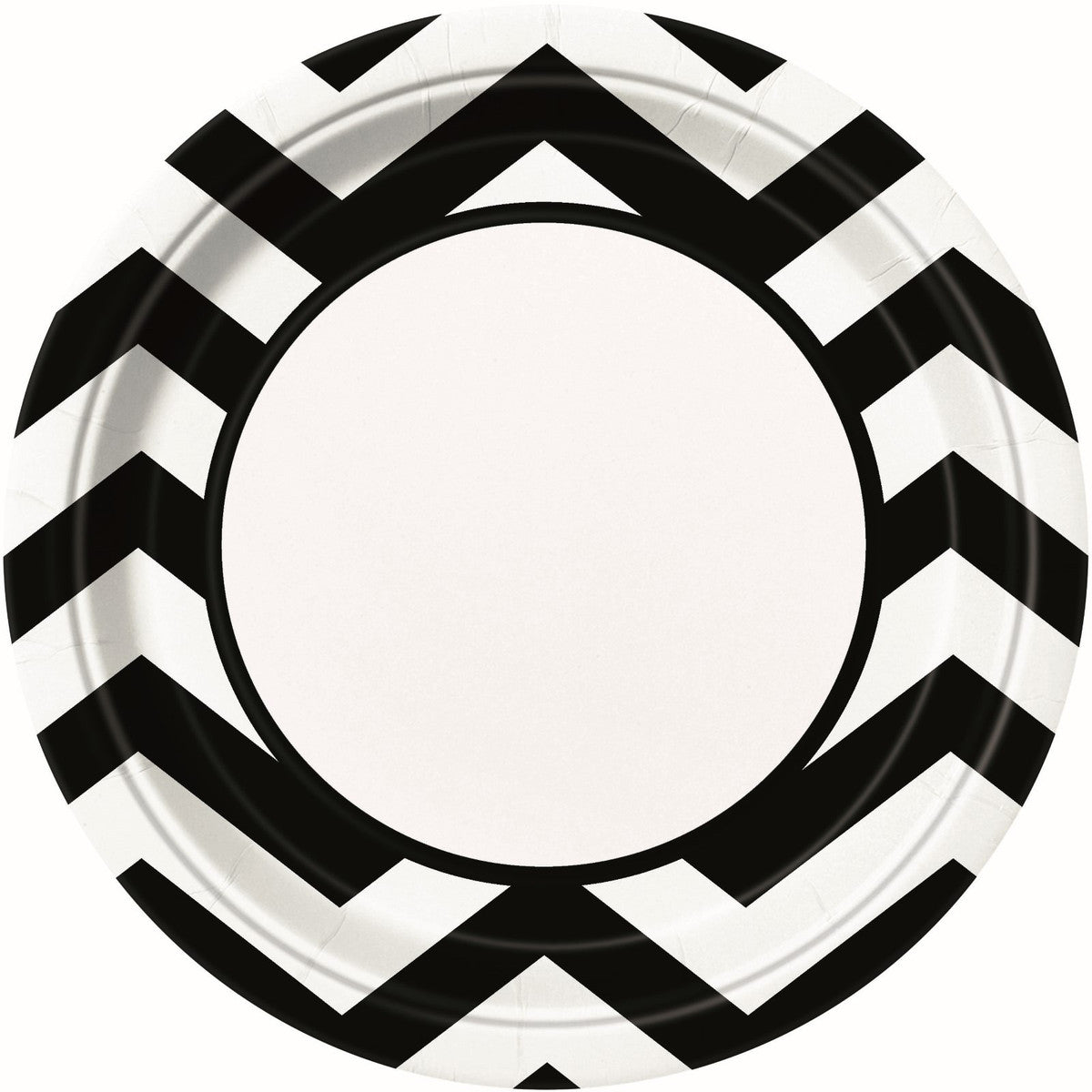 Chevron Midnight Black Paper Plates 23cm (Pack of 8) - The Party Marketplace