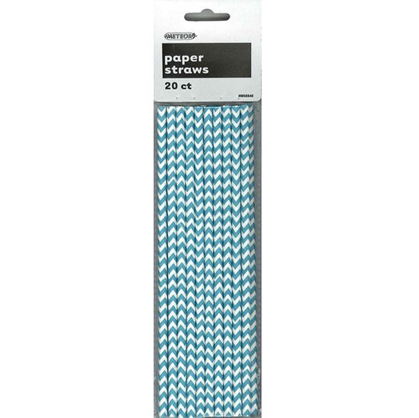 Chevron Paper Straws - Caribbean Teal (Pack of 20) - The Party Marketplace