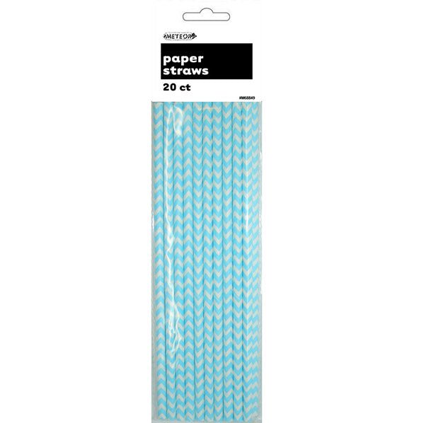 Chevron Paper Straws - Powder Blue (Pack of 20) - The Party Marketplace