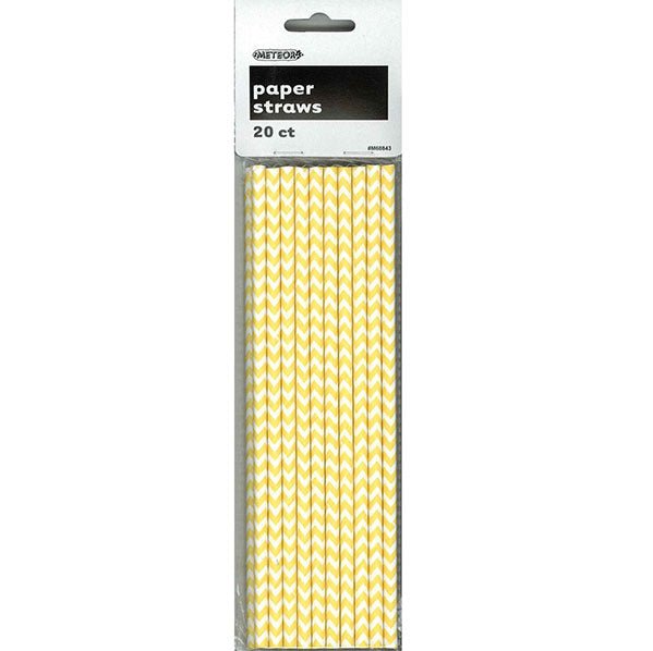 Chevron Paper Straws - Sunflower Yellow (Pack of 20) - The Party Marketplace