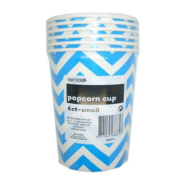 Chevron Royal Blue Paper Popcorn Cups - Small (Pack of 6) - The Party Marketplace