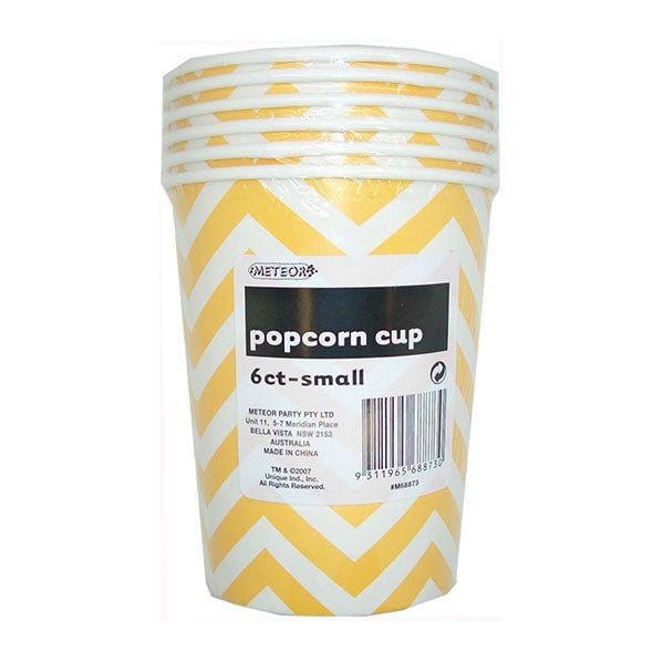 Chevron Sunflower Yellow Paper Popcorn Cups - Small (Pack of 6) - The Party Marketplace