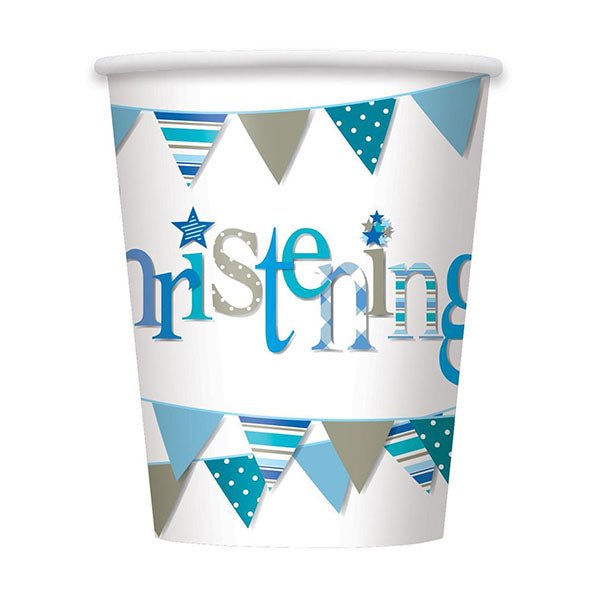 Christening Blue Paper Cups 270ml (Pack of 8) - The Party Marketplace