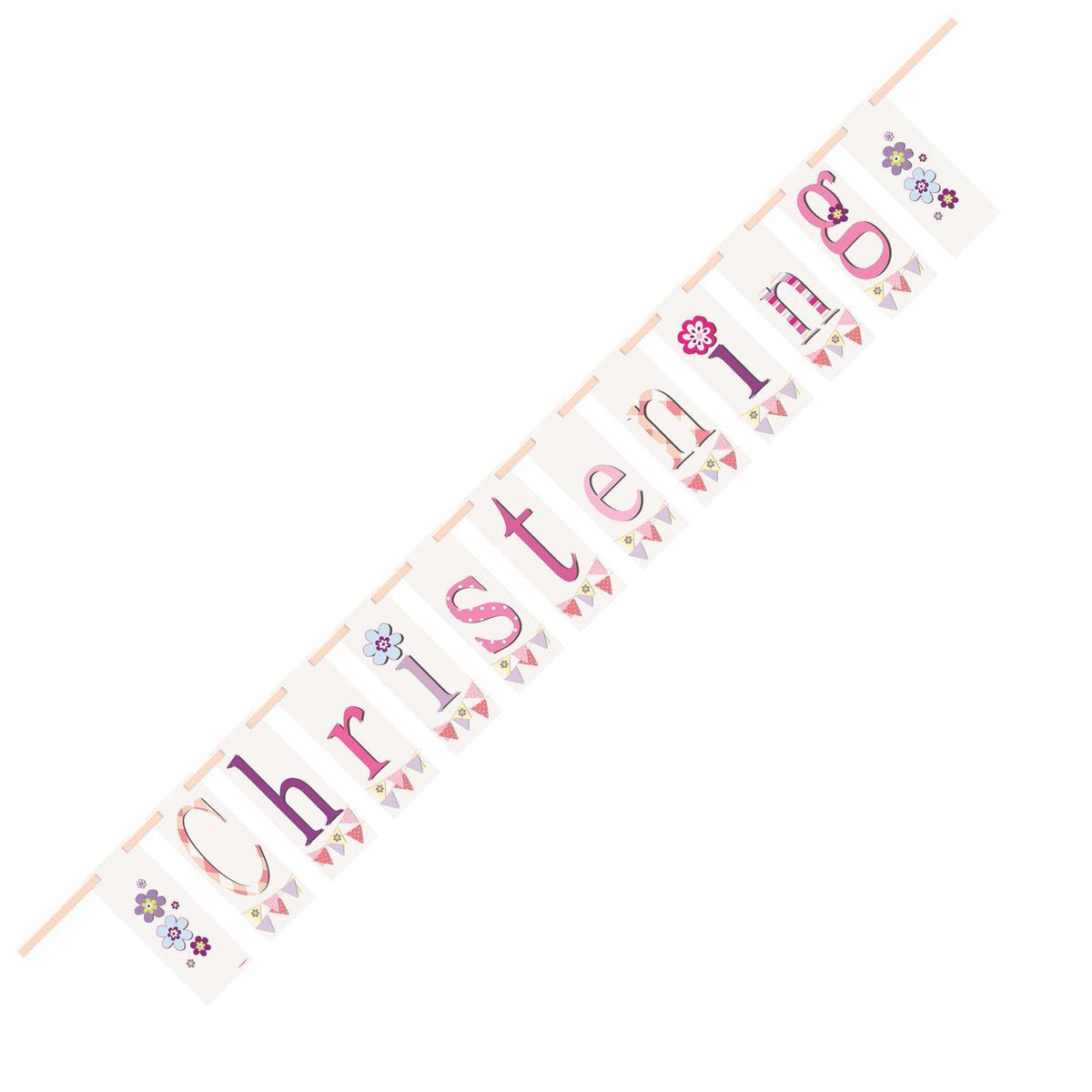 Christening Pink Block Banner - 2.13m - The Party Marketplace