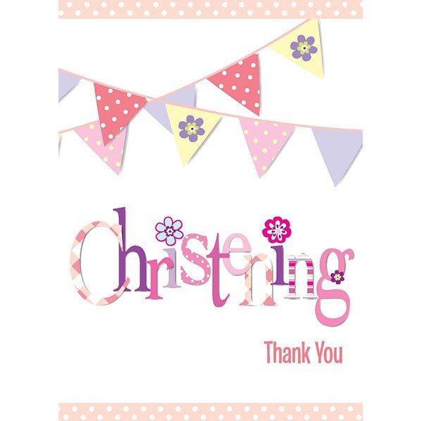 Christening Pink - Thank You Notes (Pack of 8) - The Party Marketplace
