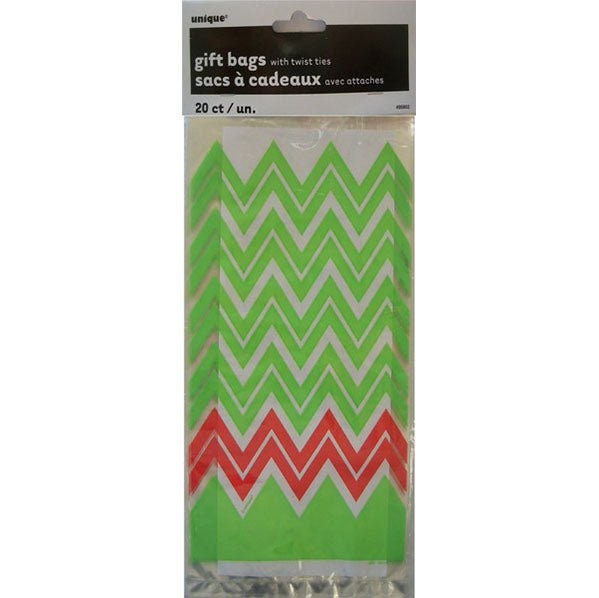 Christmas Chevron Cello Bags (Pack of 20) - The Party Marketplace