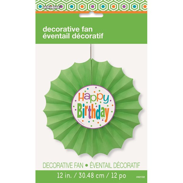 Citrus Dot "Happy Birthday" Decorative Fan - The Party Marketplace