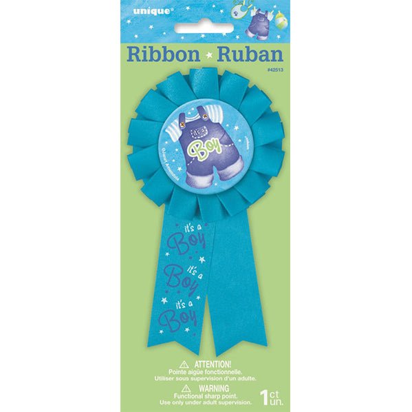 Clothesline Blue "It's A Boy" Award Ribbon - The Party Marketplace