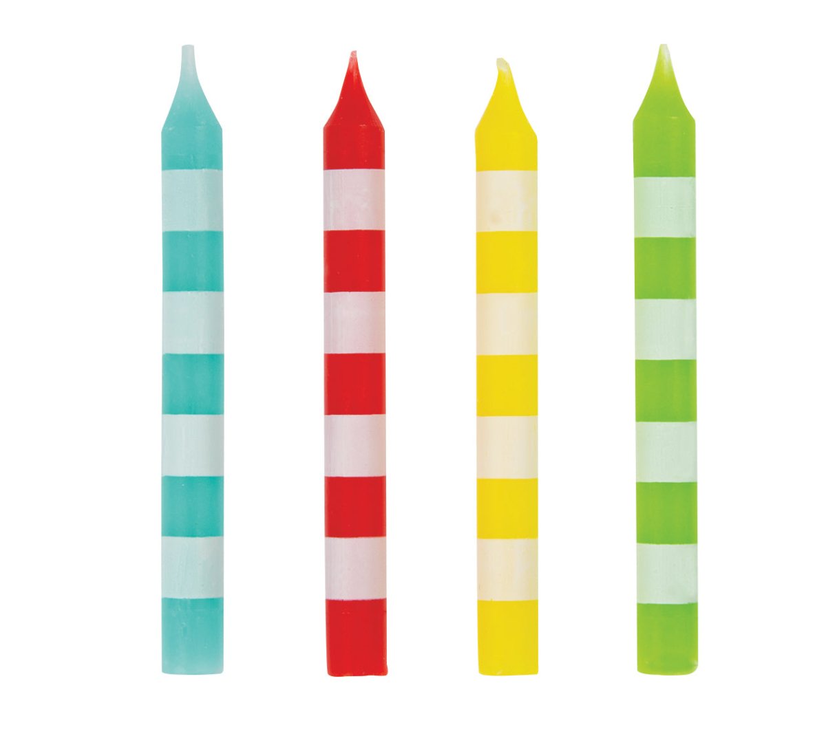 Colour Striped Candles - Assorted Candles (Pack of 8) - The Party Marketplace