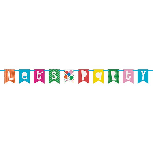 Colourful Balloons "Let's Party" Block Banner - 1.82m - The Party Marketplace