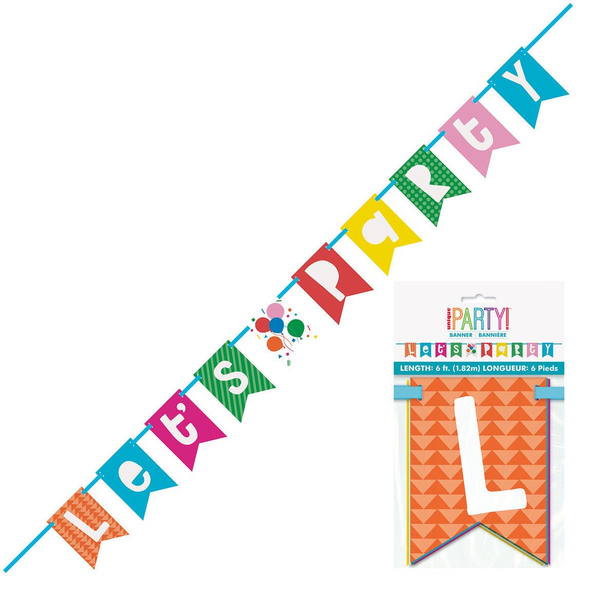 Colourful Balloons "Let's Party" Block Banner - 1.82m - The Party Marketplace