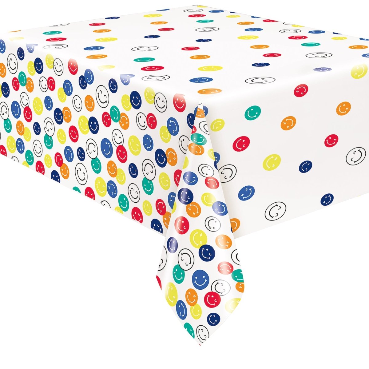 Colourful Smiles Printed Tablecover 137cm x 213cm - The Party Marketplace