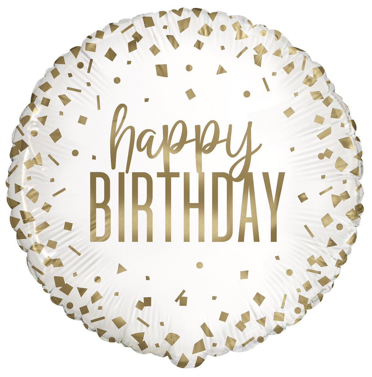 Confetti Gold "Happy Birthday" Foil Balloon 45cm - The Party Marketplace