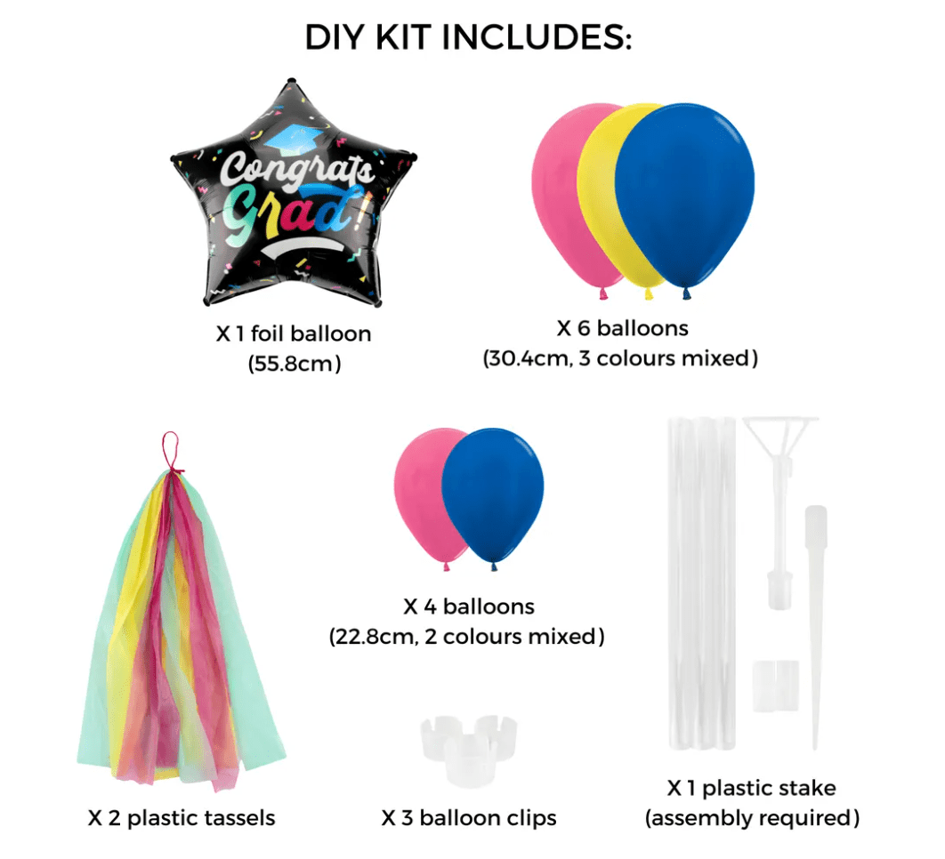 "Congrats Grad" Graduation Balloon Kit - (11 piece set) - The Party Marketplace
