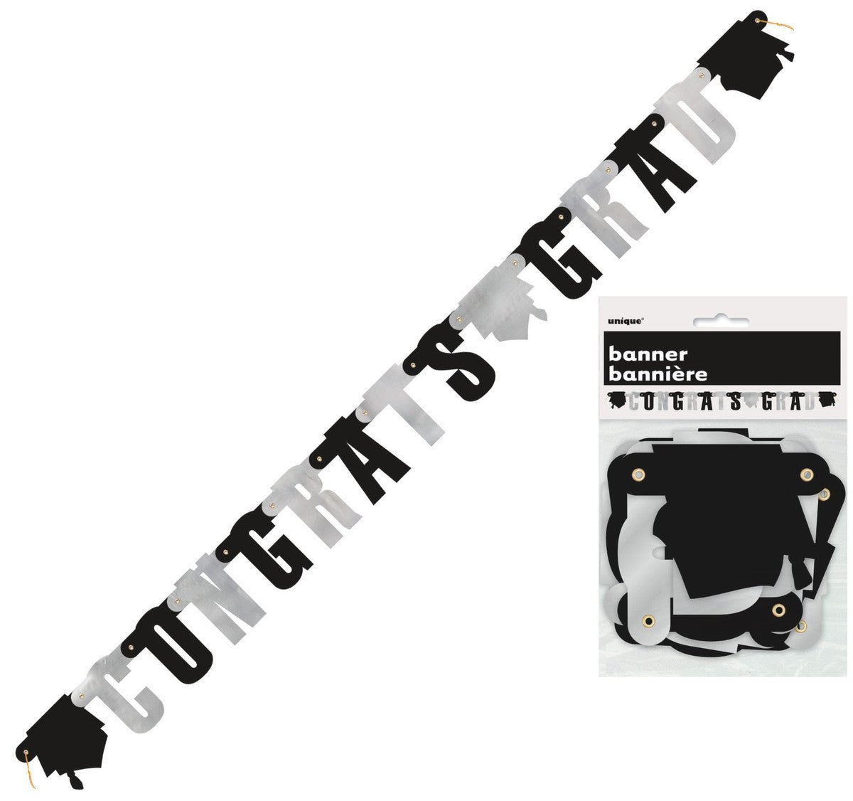 "Congrats Grad" Jointed Banner - 1.62m - The Party Marketplace